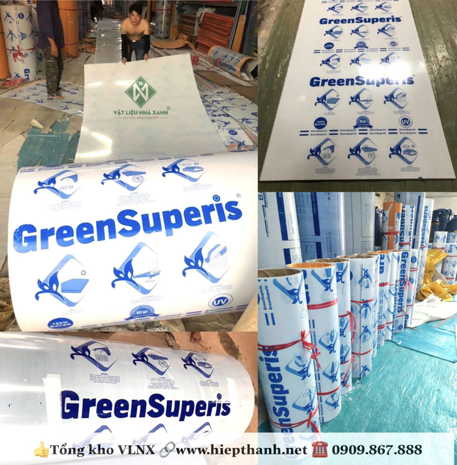 Tấm lợp lấy sáng đặc ruột Green Superis cao cấp nhập khẩu từ Taiwan